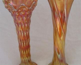 Carnival glass vases