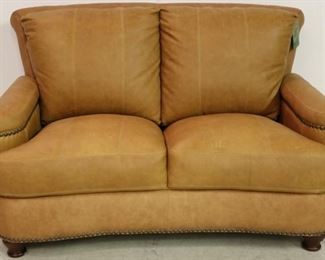 Leather Italia Hutton Loveseat in Saddle