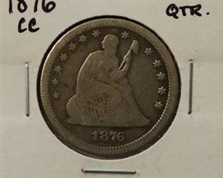 1876 Carson City Seated Liberty Quarter