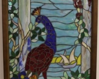 Peacock stained glass window