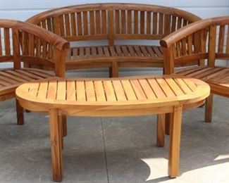 Teak Chairs with bench and table