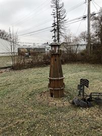 Wooden lighthouse lawn ornament