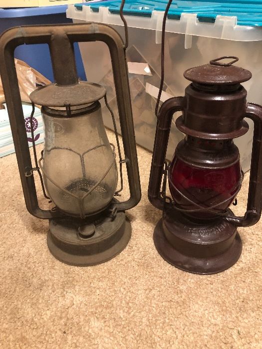 Antique oil lamps, Dietz Little Wizard and Fitzall