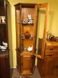 Curio cabinet, tea pot, candy dish, salt and pepper shakers