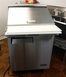 Atosa Stainless Steel Mega Top Refrigerated Sandwich Table With Food Bins And Carving Board Counter, Model # MSF8305 437.5"H x 27.5"W x 37"D