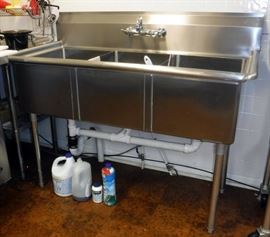 Stainless Steel 3-Basin Sink 44"H x 53"w x 26"D