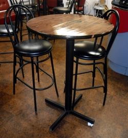 High Top Bistro Table 42.5"H x 30"W With Tall Metal Bistro Chairs Qty. 2