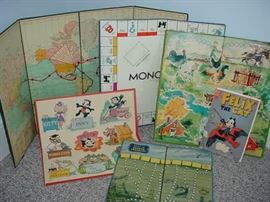 Large assortment of older 1950's-60's board games and boards