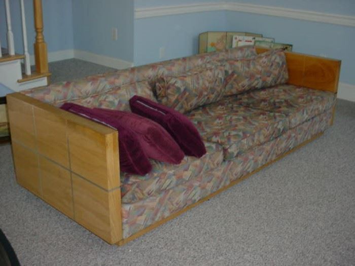 Mid Century living room couch...solid wooden frame of maple, and very art deco look...excellent condition