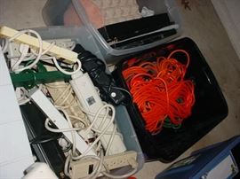 There are tubs and tubs of drop cords, extension cords, multiplugs, and so much more