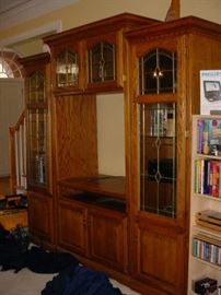 Very nice lighted entertainment center, but couold be made into two side by side cabinets too