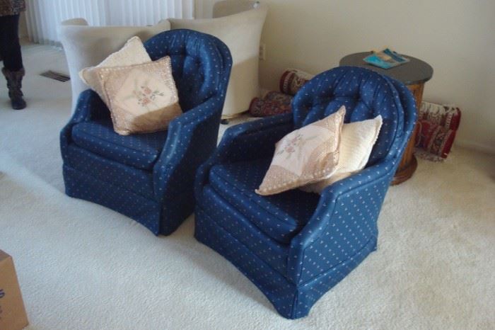 Pair blue occasional chairs, 