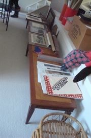 Vintage 12 foot long low table and misc items