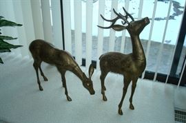 Pair bronze or brass deer.