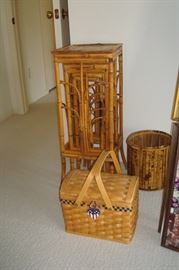 Bamboo nest of tables and misc.