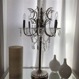 Pr of very cool mix of chrome and prism lamps very heavy great quality 