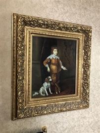 Reproduction Oil on Canvas, English boy with King James Spaniel  $550
