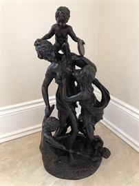 French Bronze Two Women with Cherubs signed $2500