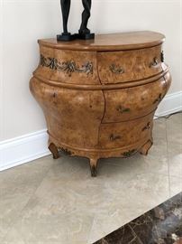 Elm Burl Wood Bombe 3 drawer chest $2000