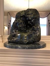 Bourdelle Women and child Relief Sculpture bronze with marble base 