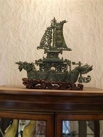 Large Jade Boat Sculpture $2000