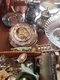 silver plate, crystal, and glass accessories