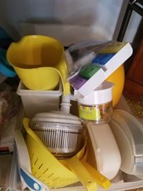 tupperware, food storage containers, salad spinner