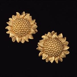 A Pair of Gold Sunflower Earrings 