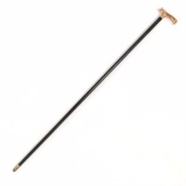 Antique Gold Filled Handle and Ebonized Wood Walking Stick 