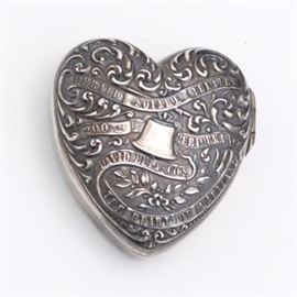 Antique Unique Sterling Silver Gold Washed Commemorative Heart Box, 200th Performance of 