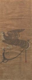 Asian Scroll Painting of a Falcon