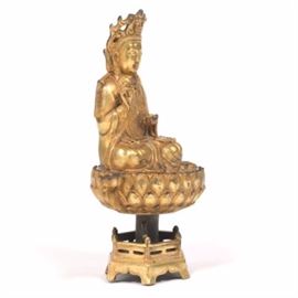 Chinese Ming Dynasty Style Gilt Bronze ThreePart Sculptural Incense Burner 