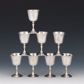 Eight Sanborns Sterling Silver Cordial Cups