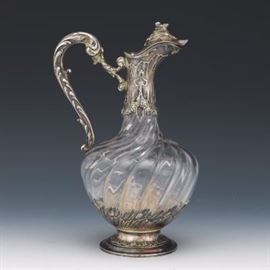 French 950 Silver Claret Jug by Ernest Cardeilhac 