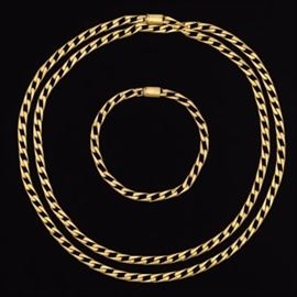 Italian 18k Gold Necklace and Bracelet 