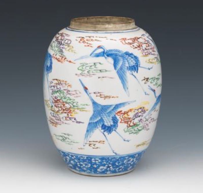 Japanese Seto Crane Vase