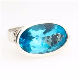 John Hardy Topaz, Gold and Silver Ring 