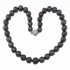 Ladies Black Tahitian Pearl Necklace 