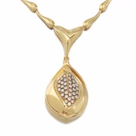 Ladies Designers Gold and Diamond Necklace with Pendant Locket