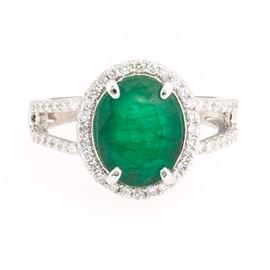 Ladies Emerald and Diamond RIng 