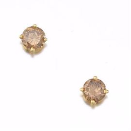 Ladies Gold and Cognac Diamond Pair of Ear Studs 