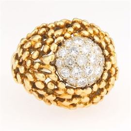 Ladies Gold and Diamond Cluster Ring 