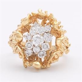 Ladies Gold and Diamond Cocktail Ring