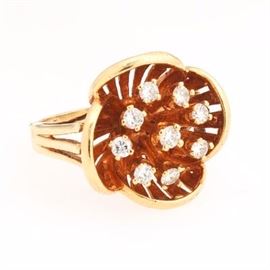 Ladies Gold and Diamond Floral Ring 