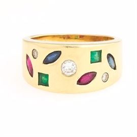 Ladies Gold and Gemstone Band 
