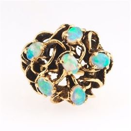 Ladies Gold and Opal Cabochon Ring 