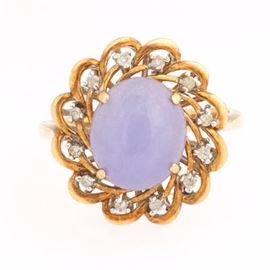 Ladies Good, Lavender Chalcedony and Diamond Ring 