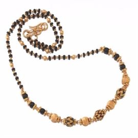 Ladies High Carat Gold, Black Onyx and Enamel Fancy Necklace 