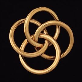 Ladies Large Gold Knot Brooch 