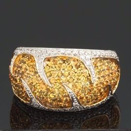 Ladies LeVian Gold, Diamond and Yellow Sapphire Ring 